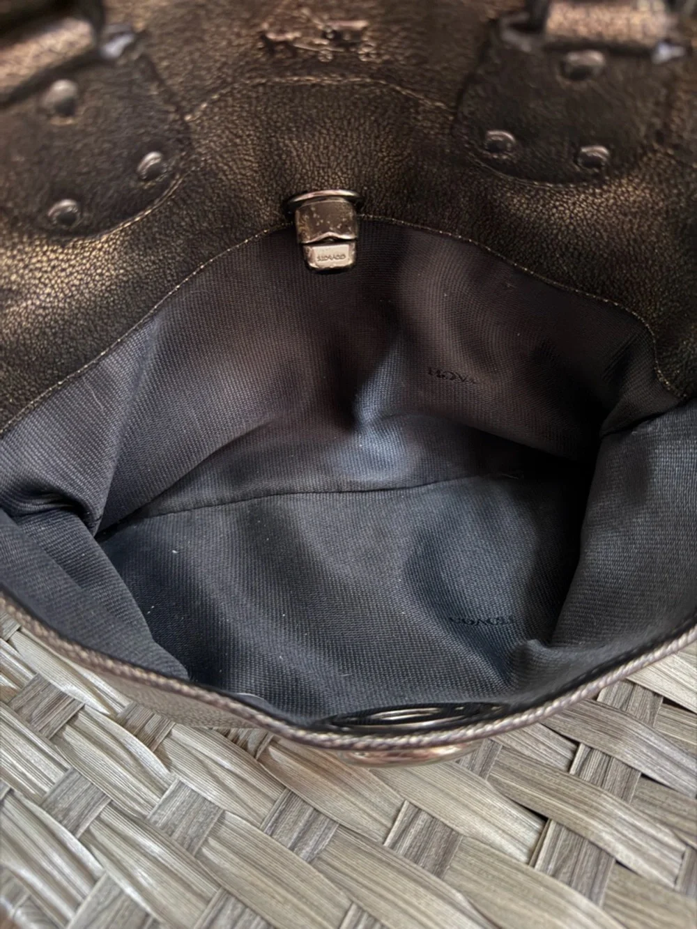 Coach Rhyder Satchel Metallic Two Tone Leather Brass Black - Style 33739 - Picture 7 of 16